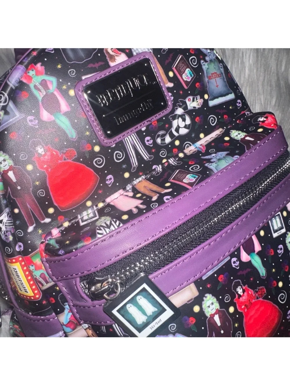 Loungefly Beetlejuice Mini Backpack in Purple and Black